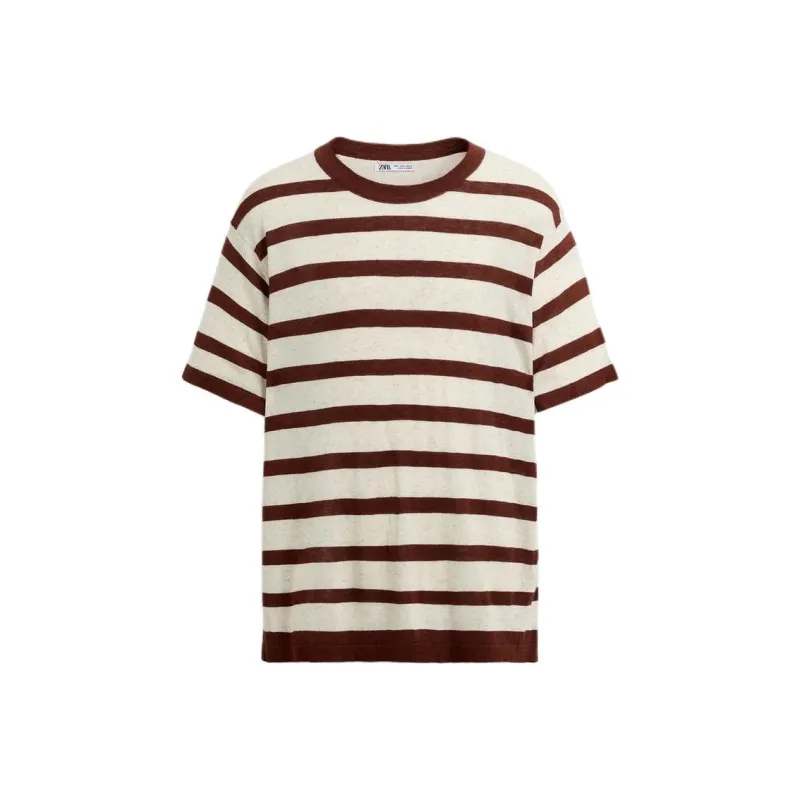 ZARA T Shirt Men's Dark Red Color-0
