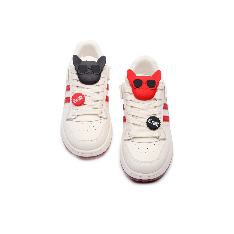Feiyue Girly Heart Series Slip Resistant, Abrasion Resistant, Lightweight Low Top Skateboard Shoes Women's White Red-2