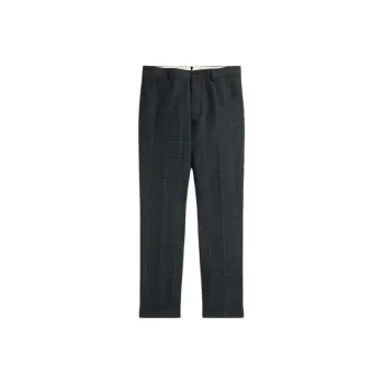 Polo Ralph Lauren Slim Windowpane Linen-Blend Suit Trouser Casual Pants Men's Gray