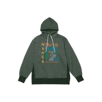 NANGA Ferre Yarn LIFE IS A JOURNEY NATURE ELEMENTS SWEAT HOODIE Sweatshirt Unisex Khaki