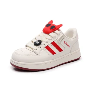 Feiyue Girly Heart Series Slip Resistant, Abrasion Resistant, Lightweight Low Top Skateboard Shoes Women's White Red