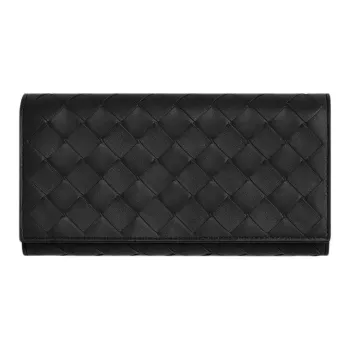 Bottega Veneta Lambskin Wallet Large Size Women's Black