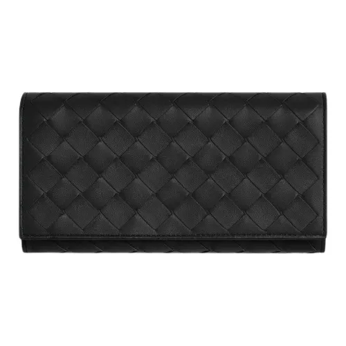 Bottega Veneta Lambskin Wallet Large Size Women's Black