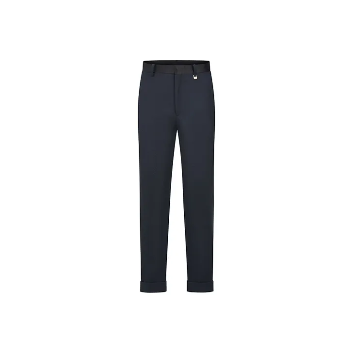 RARE Suit Trousers Men Navy Blue-0