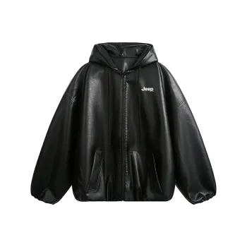 Jeep Leather Jacket Unisex Black