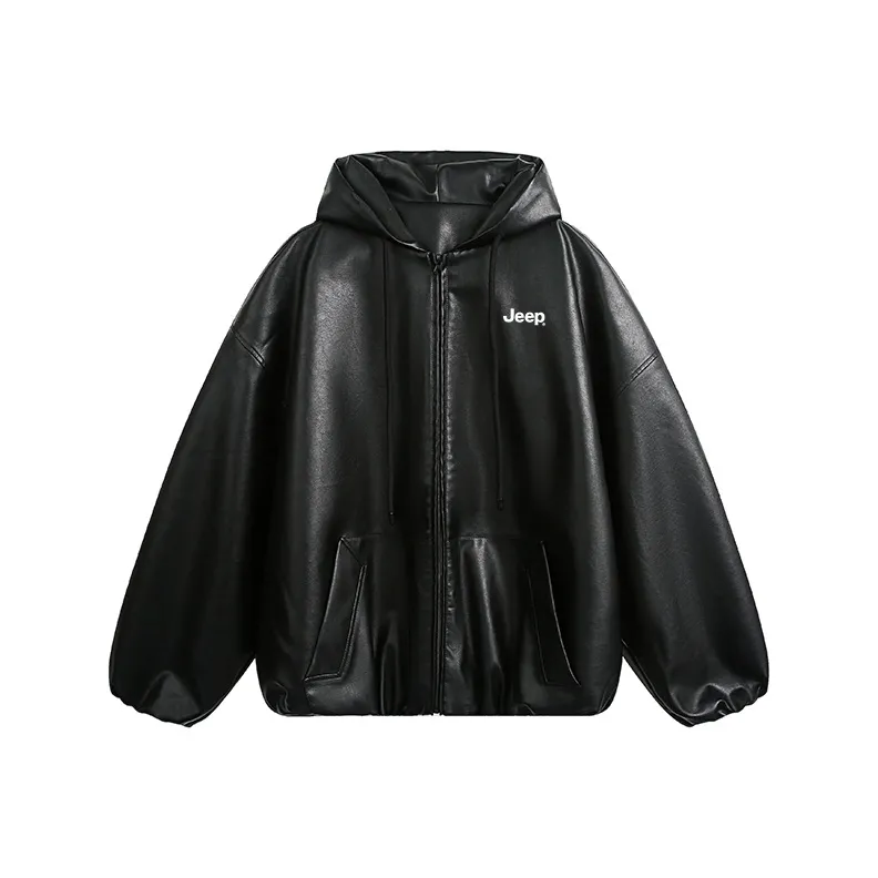 Jeep Leather Jacket Unisex Black-0