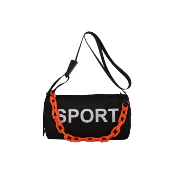 Tonlion Nylon Shoulder Bag Unisex Black/Orange