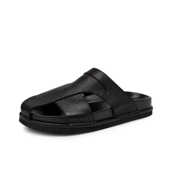 Voguhomme Abrasion Resistant Closed Toe Slippers Men's Black