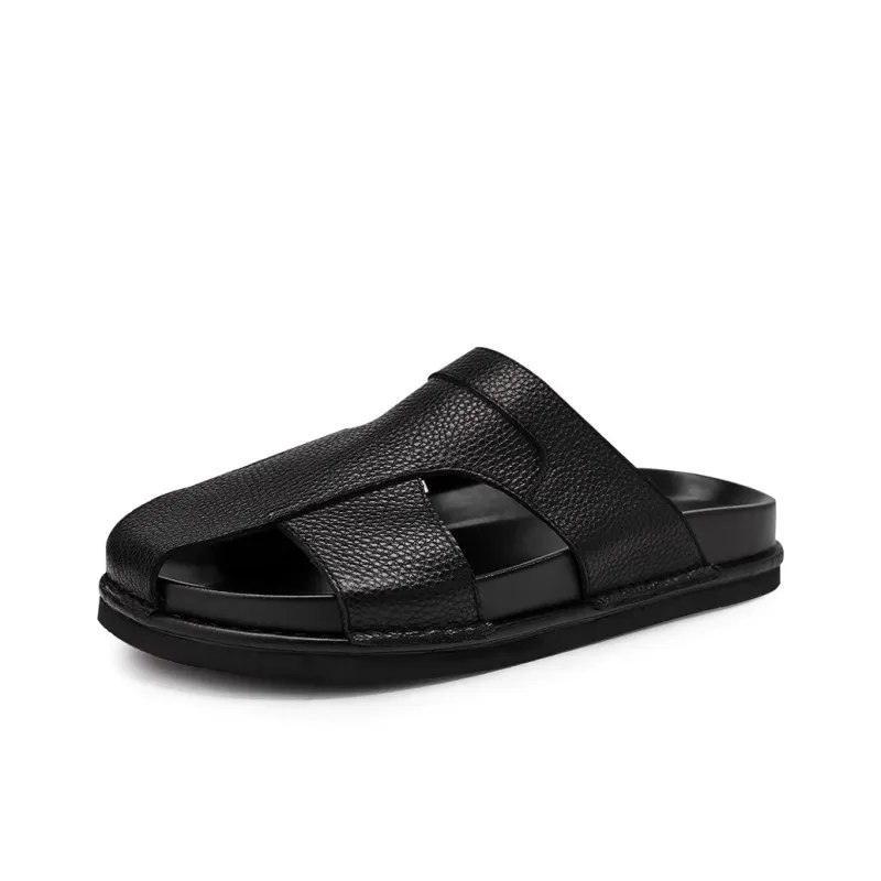 Voguhomme Abrasion Resistant Closed Toe Slippers Men's Black-0