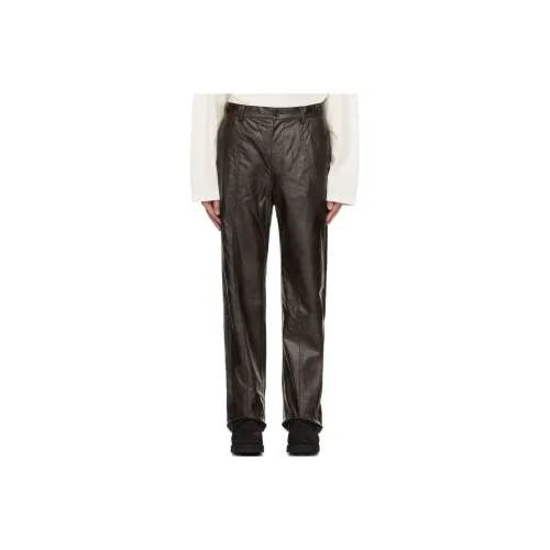 Hla High Heels Leather Pants Men's Brown