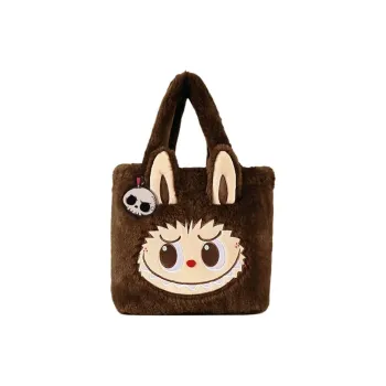 POP MART Polyester Tote Bag, Shopping Bag, Handbag Women's Dark Brown