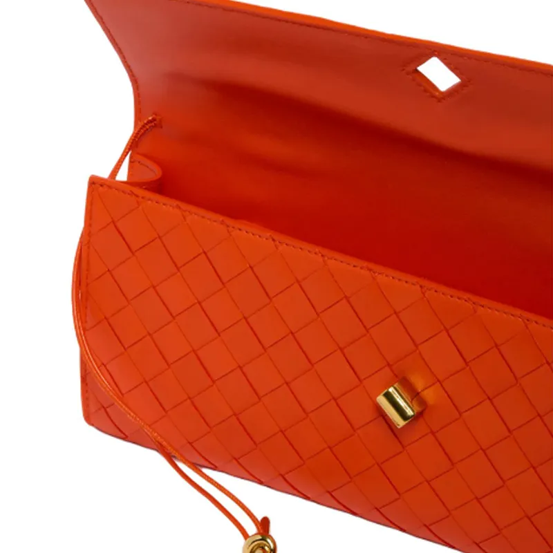 Bottega Veneta Leather Clutch Women's Orange-3