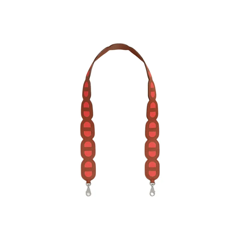 HERMES Maillons Epsom Calfskin Bag Strap Women's Brick Red With Rose Texas-0