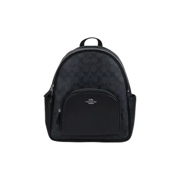 COACH Canvas With Leather Backpack Medium Size Unisex Black