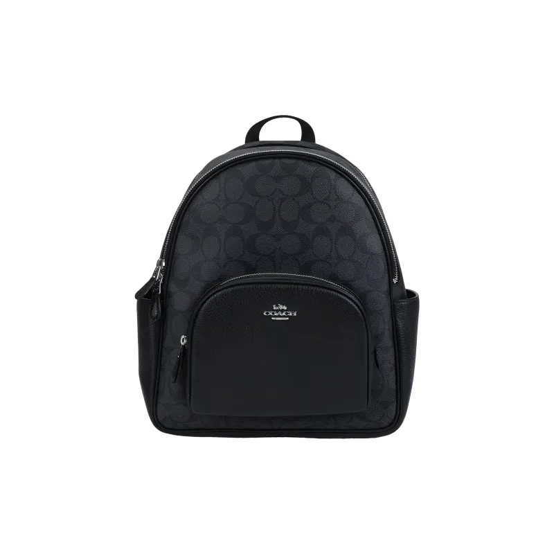 COACH Canvas With Leather Backpack Medium Size Unisex Black-0