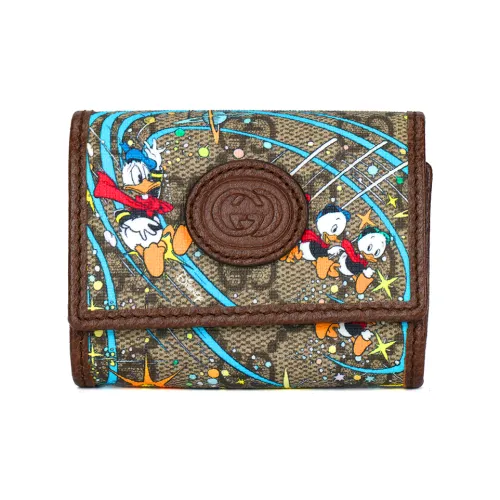GUCCI Disney Collaboration Leather Logo Canvas With Leather AirPods Protective Case Pendant Bag Unisex Ebony