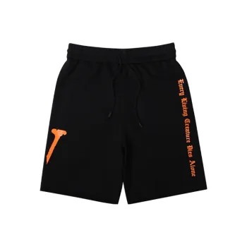 VLONE Gothic Alphabet Series Casual Shorts Unisex Black Orange