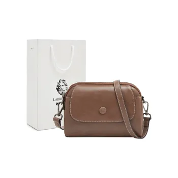 Old Man's Head Top Grain Cow Leather Crossbody Bag Women's Brown