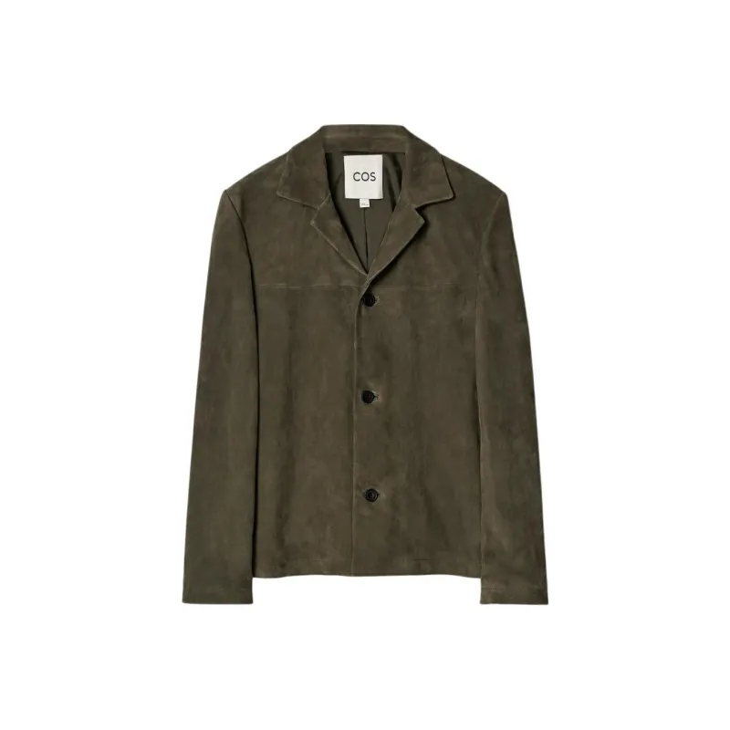 COS Leather Jacket Men's Dark Khaki-0