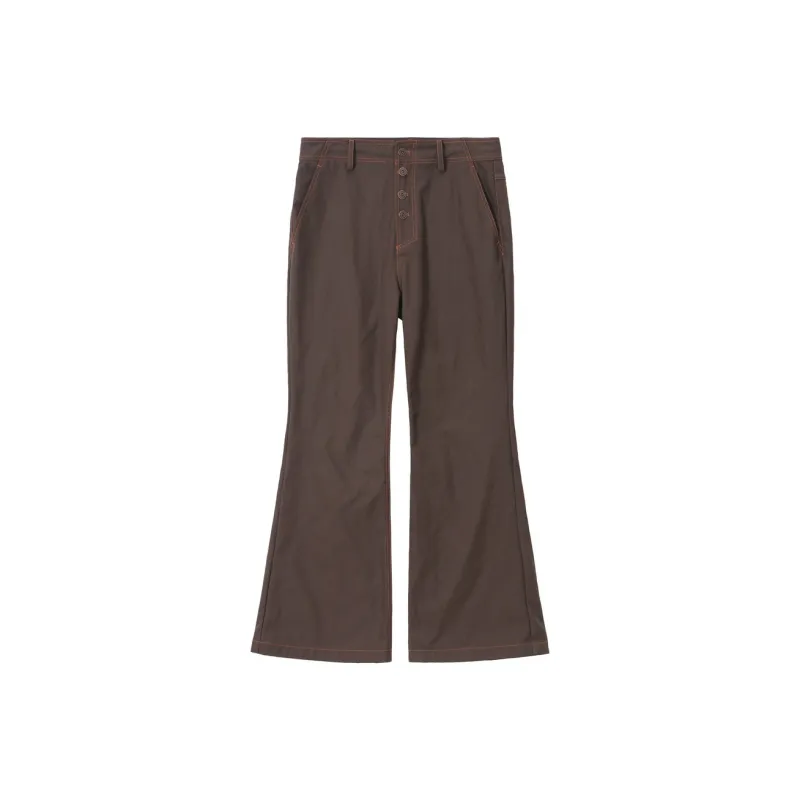 UNVESNO Casual Pants Unisex Dark Red Brown-0