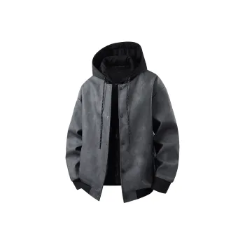A.X.S.K Leather Jacket Unisex Black Gray