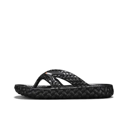 DEERWAY Abrasion Resistant Slip Resistant Flip Flops Men's Black