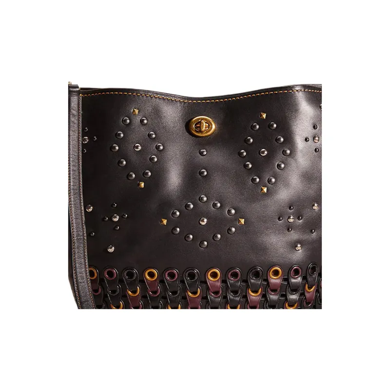 COACH Glove Tanning Tote Bag, Shopping Bag, Crossbody Bag, Shoulder Bag Tubas Women's Black-2