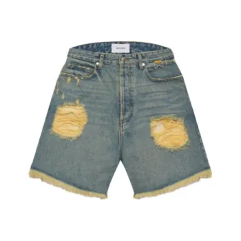 RHUDE Denim Shorts Men Dark Cyan