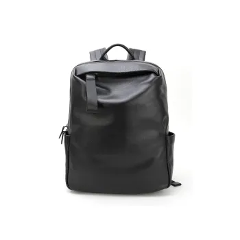 LARTIGENT Top Grain Cow Leather Backpack Regular Men's Black