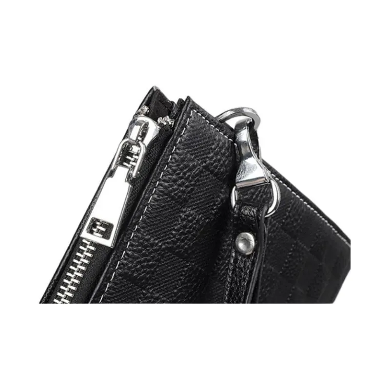 DOSRFINI Cow Leather Clutch Large Size Men's Black-3