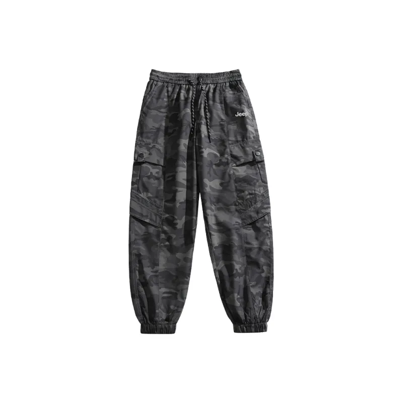 Jeep Elastic Cuff Loose Fit Workwear Sweatpants Casual Windbreaker Pants Unisex-21