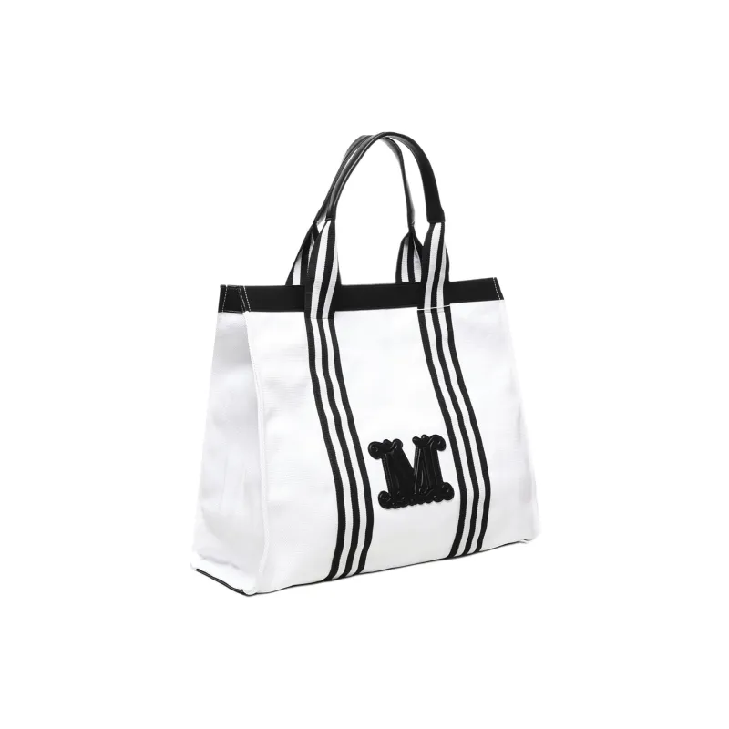MaxMara Canvas Bag, Tote Bag, Shopping Bag, Handbag Tubas Women's White-1