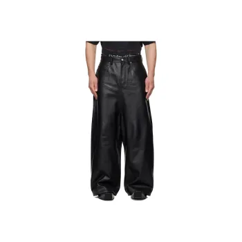 Balenciaga Leather Pants Men's Black