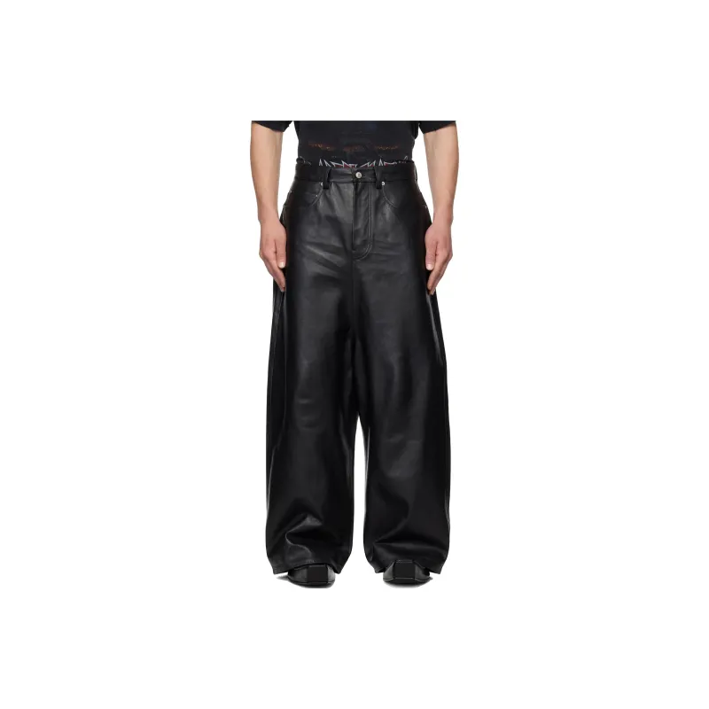 Balenciaga Leather Pants Men's Black-0