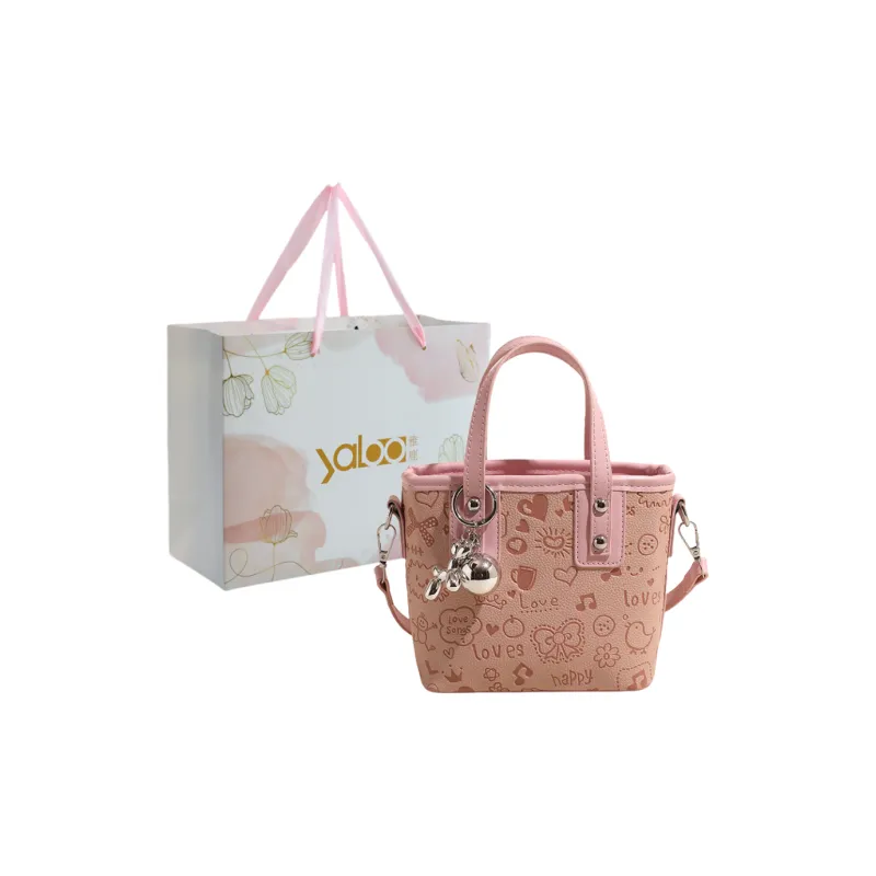 Yalu PU Handbag Women's Ecru/Black/Pink-12
