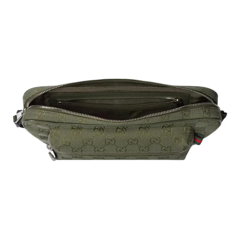 GUCCI Canvas Crossbody Bag, Shoulder Bag Tubas Men's Forest Green-4