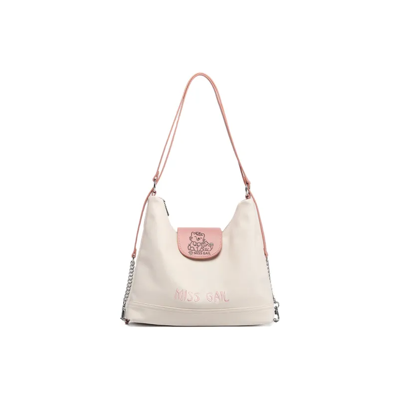MISS GAIL Synthetic Leather Tote Bag, Shopping Bag, Shoulder Bag Women's Cross Grain White-0