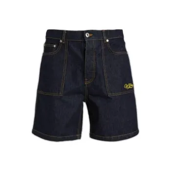 OFF WHITE Logo Embroidered Utility Denim Shorts