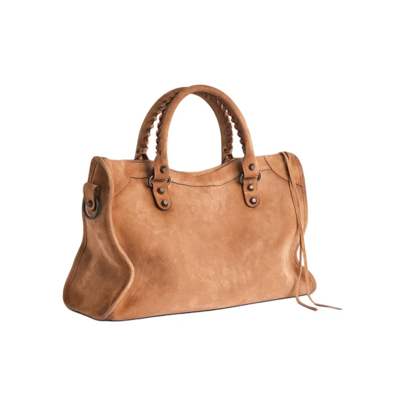Balenciaga Le City Cow Leather Handbag Medium Size Women's Camel-3