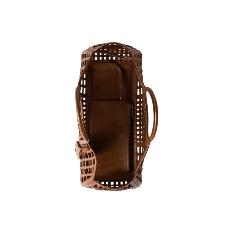 MIU MIU Cow Leather Handbag Women's Brown-3