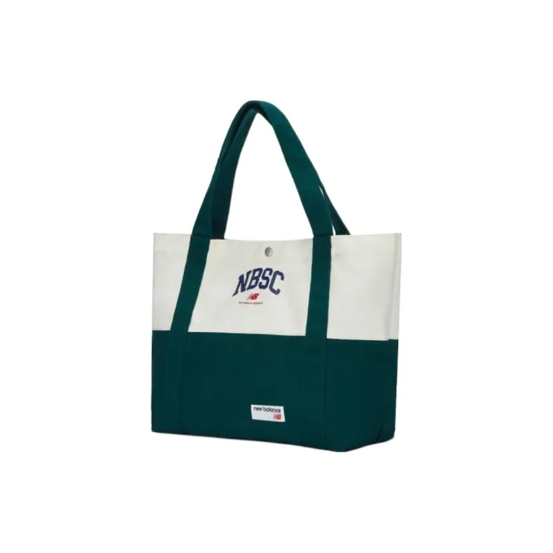 New Balance Fabric Tote Bag Shopping Bag Handbag Regular Unisex Ecru & Green-1