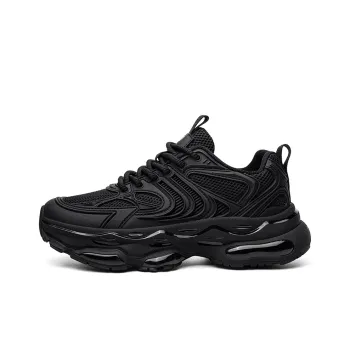 HANG TEN Cushioning, Slip Resistant, Abrasion Resistant, Lightweight Low Top Chunky Sneakers Men's Black