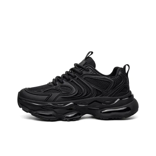 HANG TEN Cushioning, Slip Resistant, Abrasion Resistant, Lightweight Low Top Chunky Sneakers Men's Black