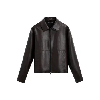 ZARA Leather Jacket Men's Dark Brown
