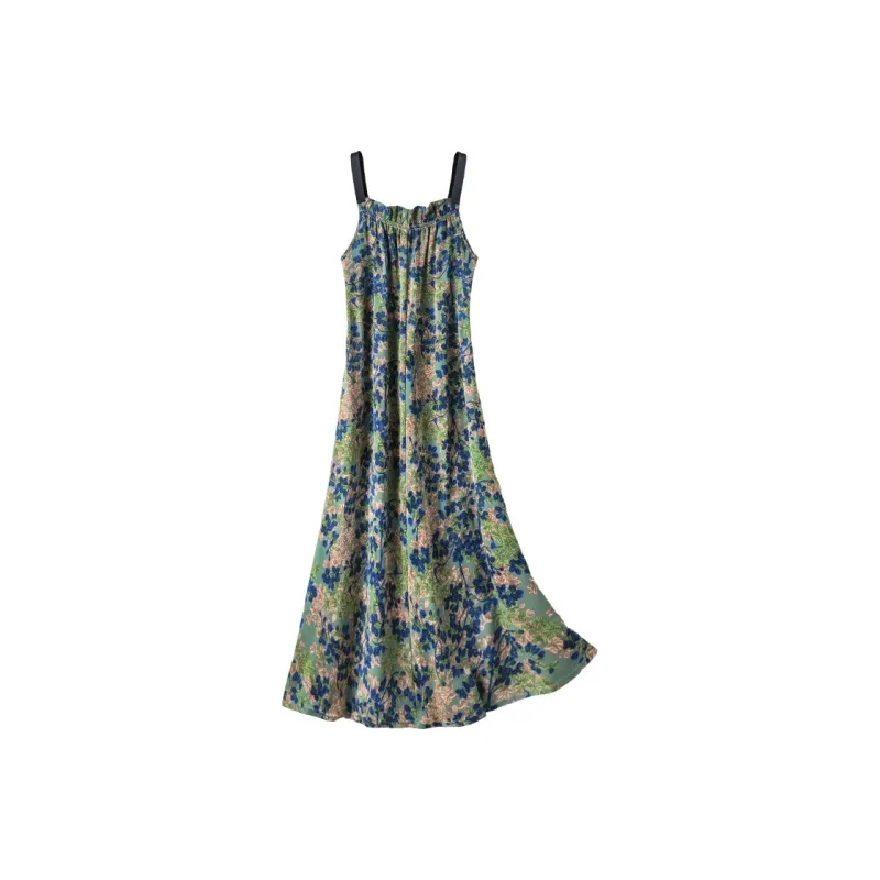 Cypress House Slip Dress Women's Green With Blue Floral-1