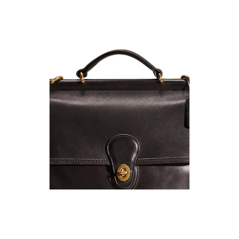 COACH Willis Leather Small Square Bag, Crossbody Bag, Shoulder Bag Large Size Women's Black-2
