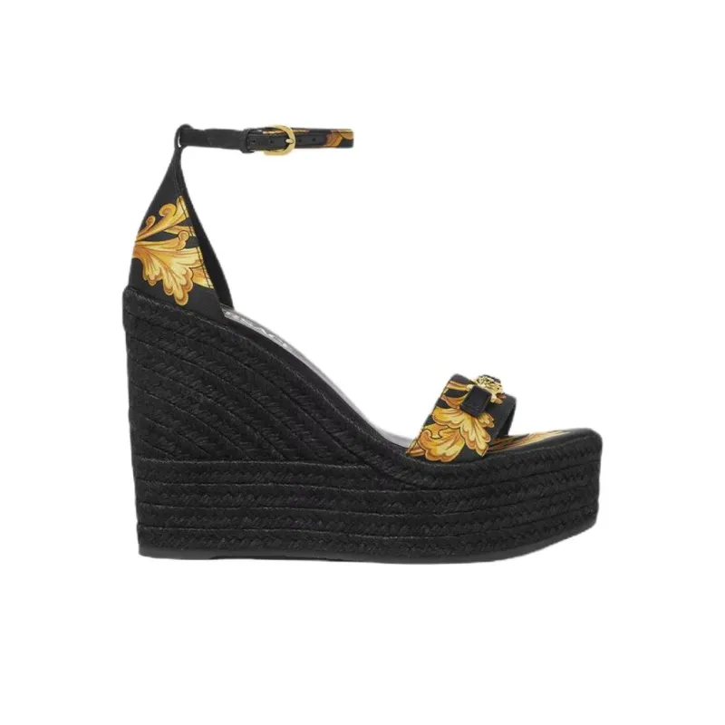 VERSACE Barocco One Strap Sandals 12cm Women's Black-1