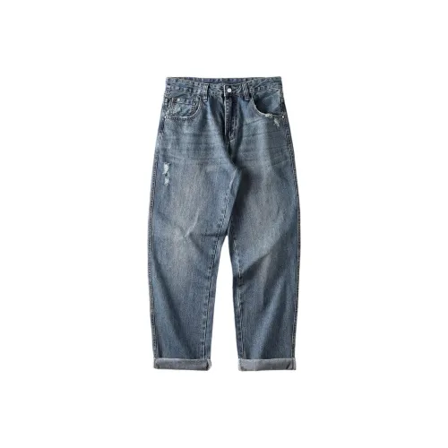 98SQUID Jeans Unisex White Blue