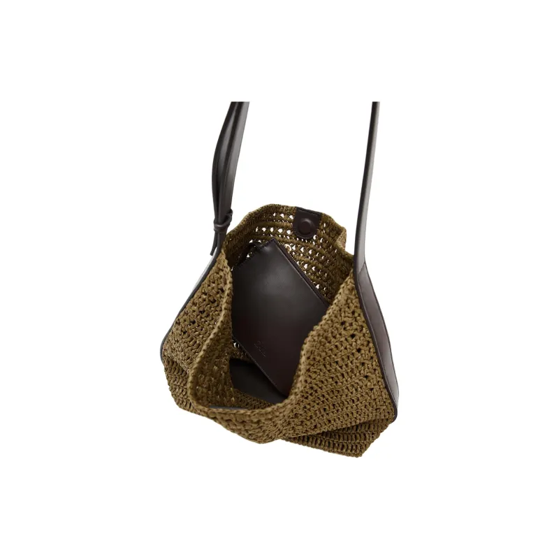 ZARA Cellulose Material Bucket Bag, Shoulder Bag Tubas Women's Green-3