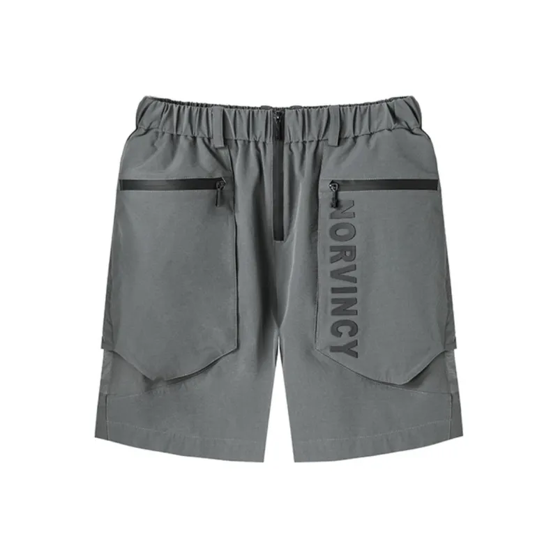 NORVINCY Urban Techwear Zip Patch Pocket Cargo Shorts Unisex-5